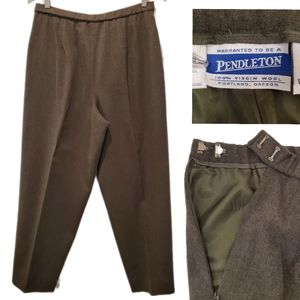 VTG Pendleton 100% Virgin Wool Relaxed Taper Leg Trousers Pants Womens 14 Olive
